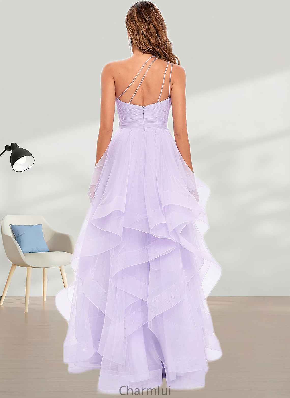 Summer Ball-Gown/Princess Asymmetrical One Shoulder Floor-Length Tulle Prom Dresses DYP0025867