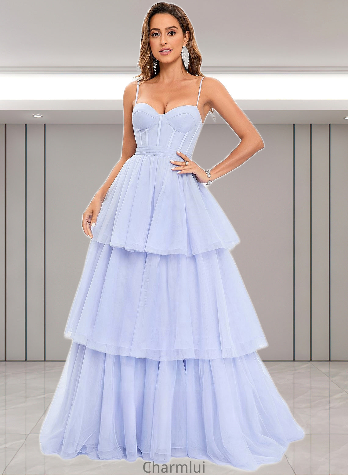 Yamilet Ball-Gown/Princess Sweetheart Sweep Train Tulle Prom Dresses With Bow DYP0025843