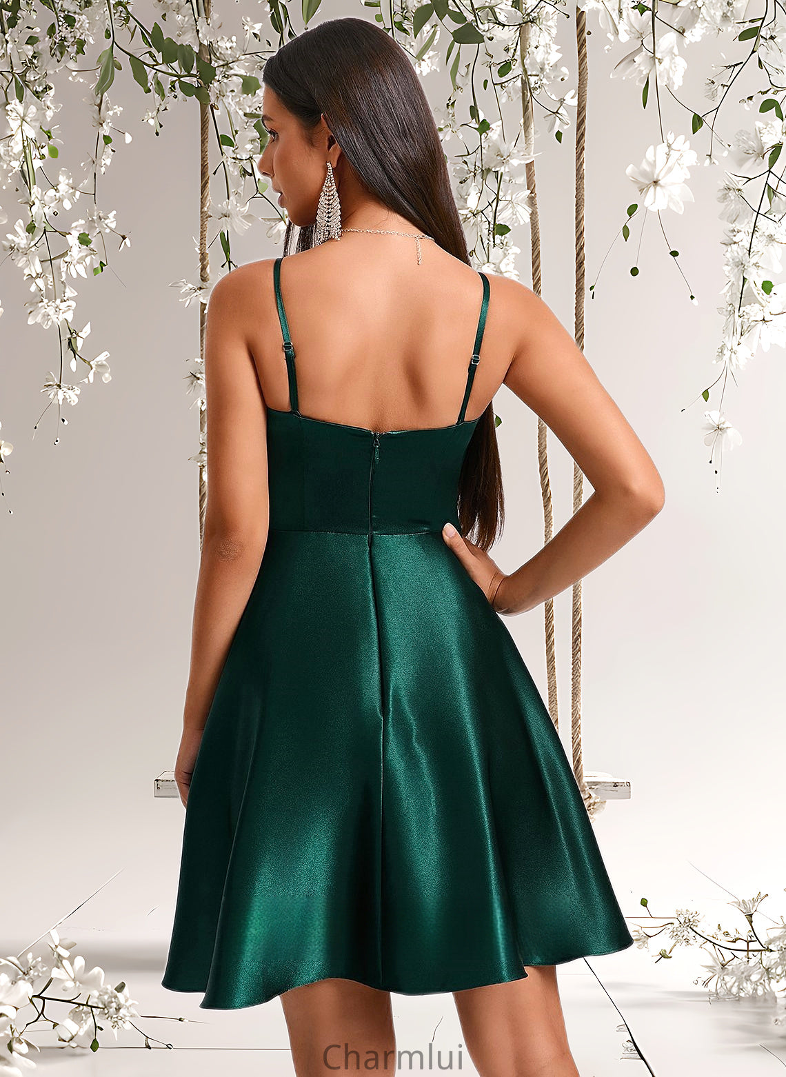 Sylvia A-line Cowl Short Stretch Satin Homecoming Dress DYP0025664