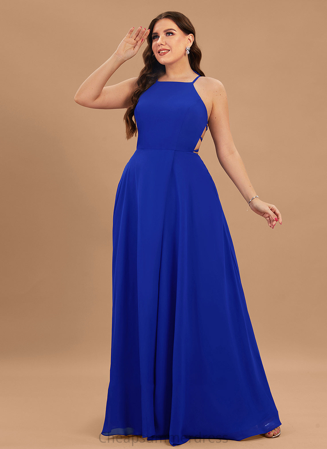 Neck Prom Dresses Floor-Length Split With Scoop Front Logan A-Line Chiffon