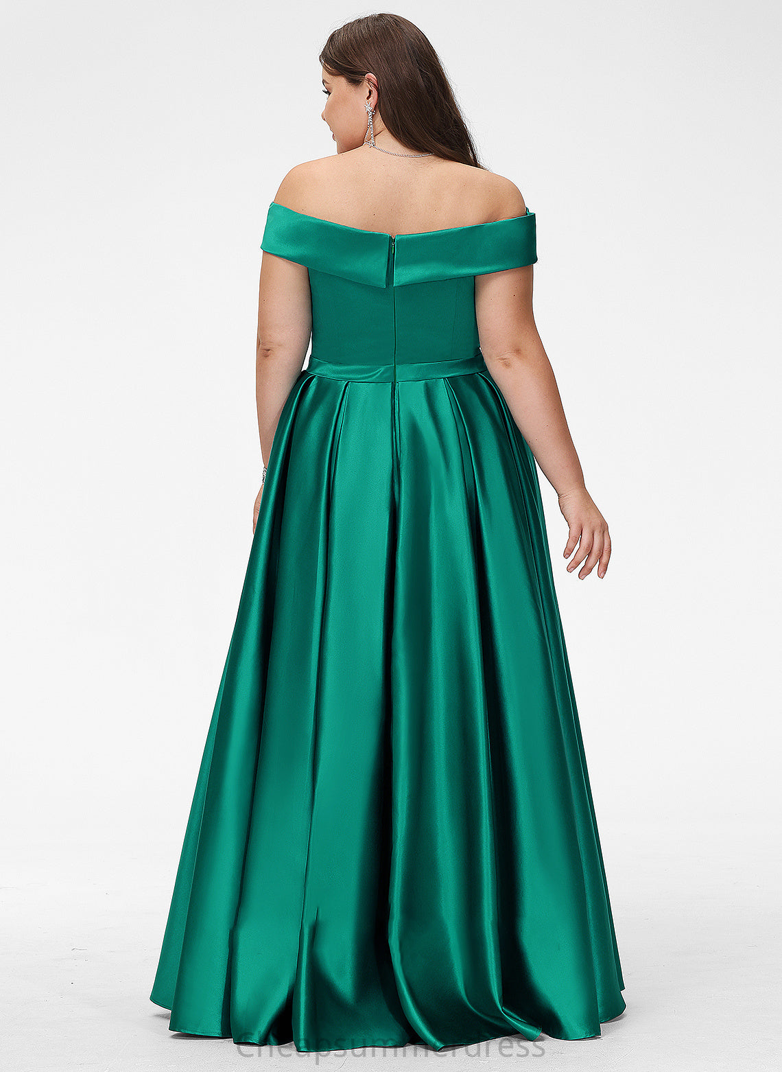 Prom Dresses Ball-Gown/Princess Pockets Split Off-the-Shoulder Front With Satin Floor-Length Heidi