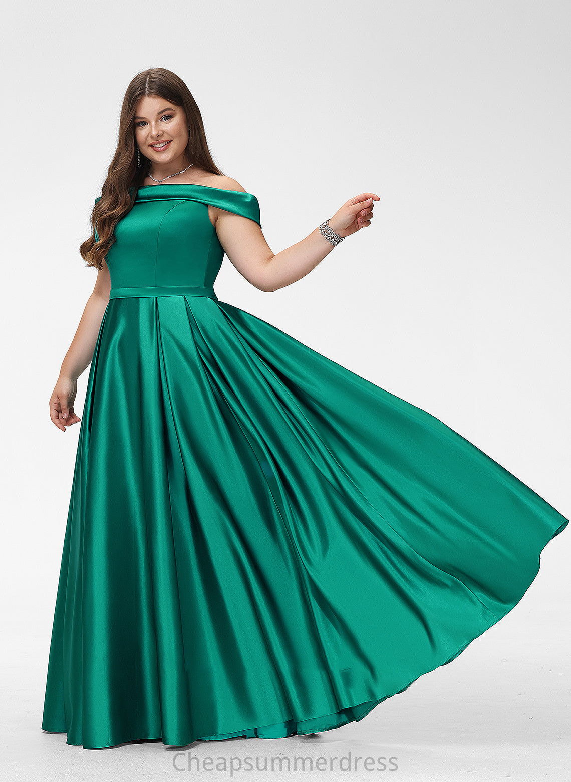 Prom Dresses Ball-Gown/Princess Pockets Split Off-the-Shoulder Front With Satin Floor-Length Heidi