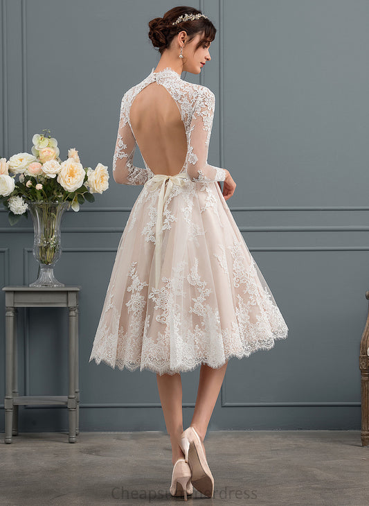 Wedding Dresses Knee-Length Illusion Lace Adrianna A-Line Dress Wedding