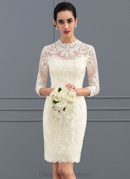 Dress Lace High Wedding Dresses Wedding Neck Sheath/Column Arianna Knee-Length