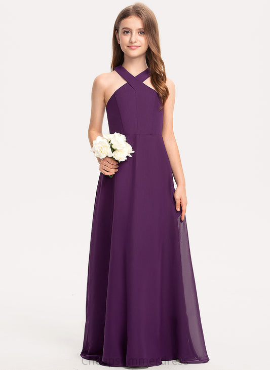 Floor-Length Junior Bridesmaid Dresses Jakayla V-neck A-Line Chiffon