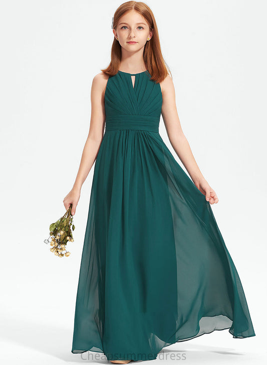 With Scoop Lilia Floor-Length Junior Bridesmaid Dresses Ruffle Chiffon A-Line Neck