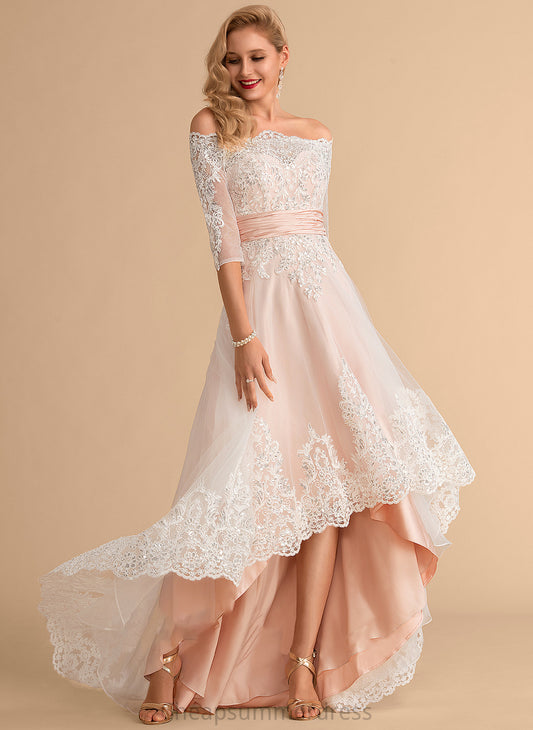 Asymmetrical Satin Lace Sequins A-Line With Marlee Tulle Wedding Dresses Wedding Dress