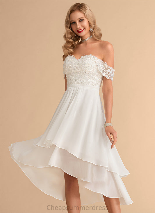 Dress Asymmetrical Chiffon With Wedding A-Line Beading Lexie Sequins Wedding Dresses Lace