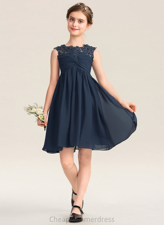 Chiffon Knee-Length Ruffle Empire Scoop Beading Lace Magdalena Sequins With Junior Bridesmaid Dresses Neck