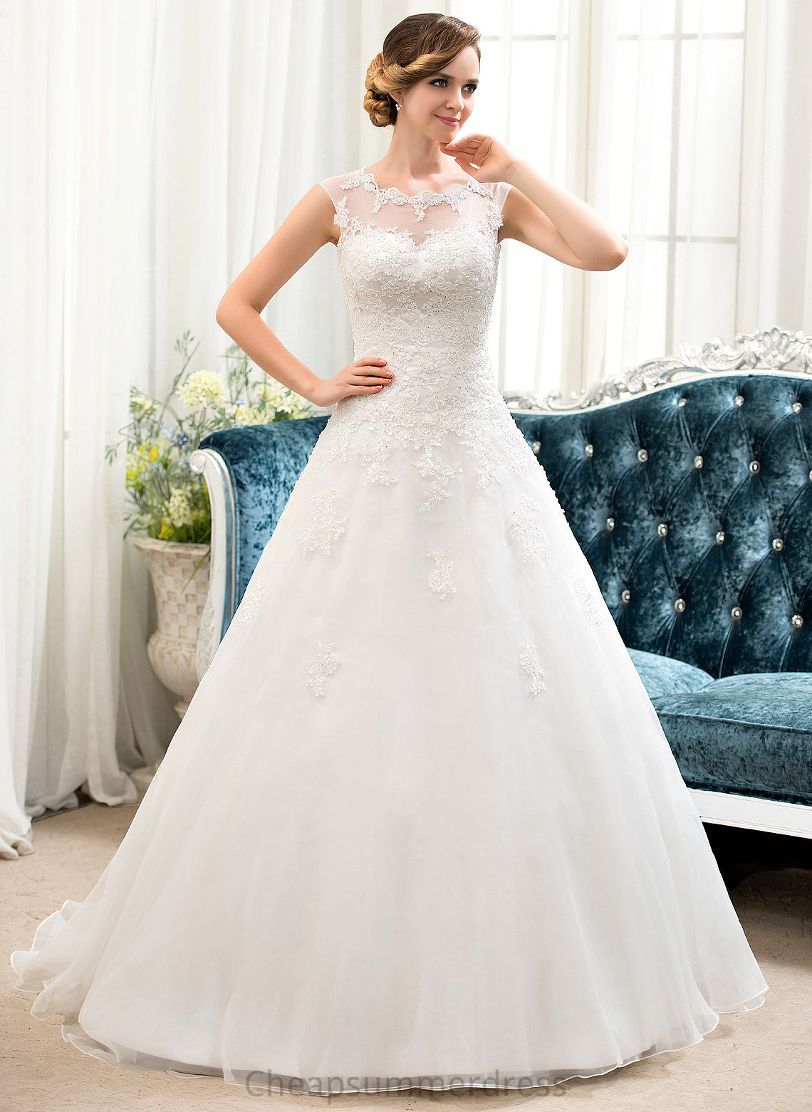 With Wedding Dresses Wedding Sequins Ball-Gown/Princess Dress Beading Deja Organza Sweep Tulle Train Illusion