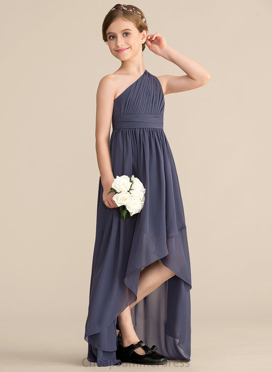 A-Line Asymmetrical Jaden Ruffle One-Shoulder With Chiffon Junior Bridesmaid Dresses