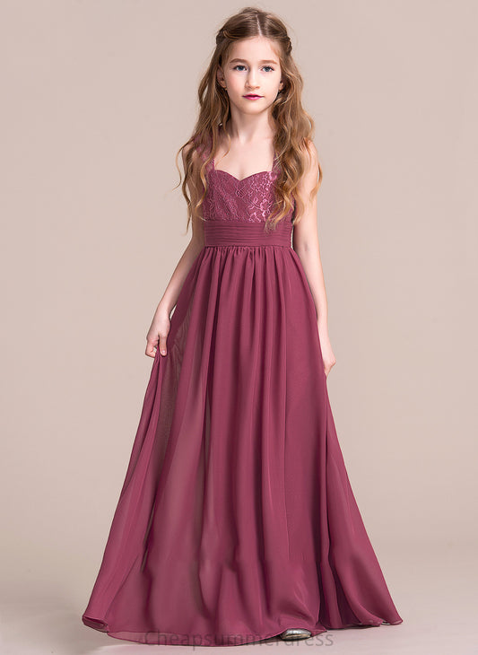 Ruffle Angela Sweetheart With Chiffon Floor-Length Junior Bridesmaid Dresses A-Line