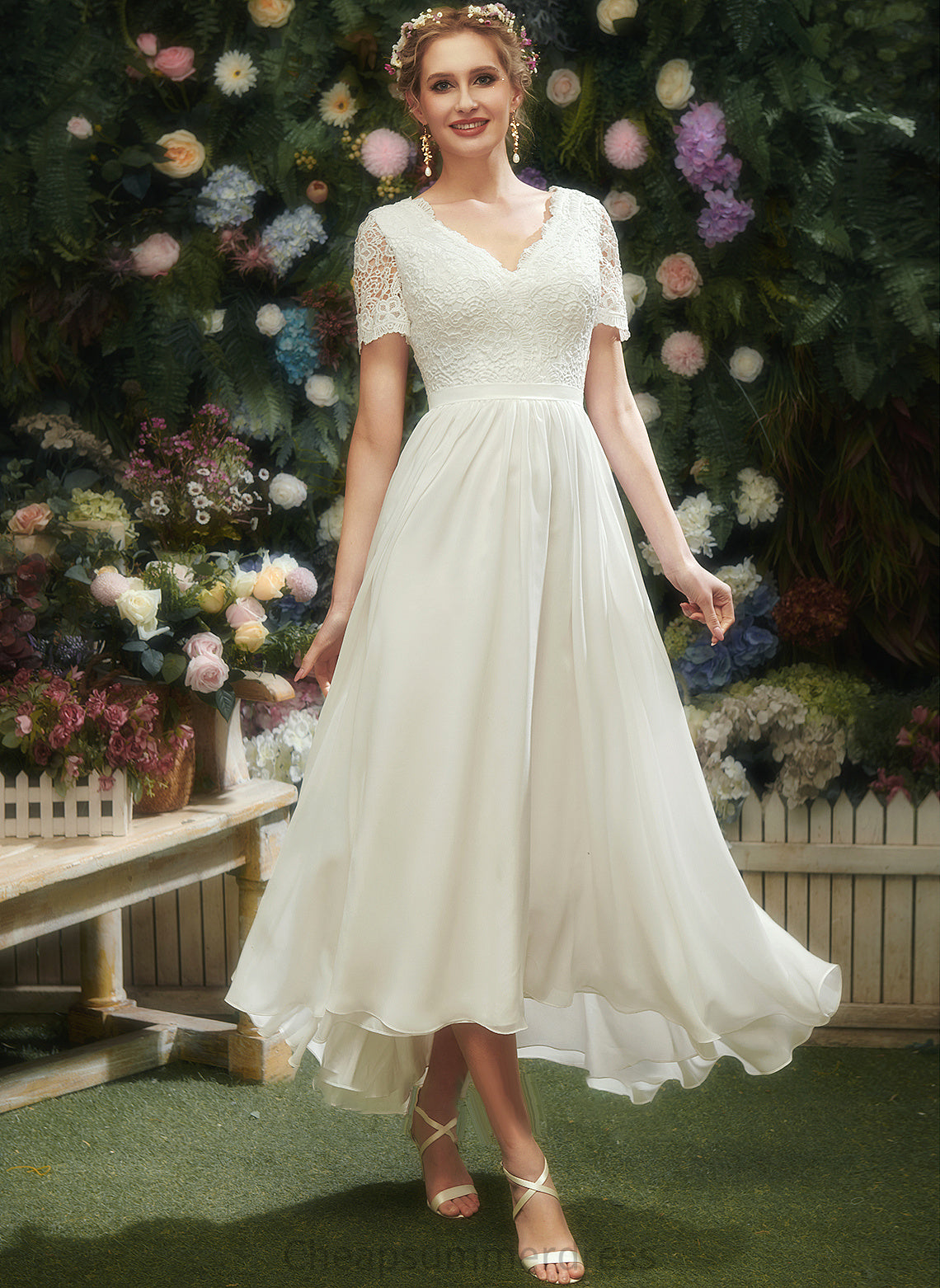 Wedding Dresses Lace Asymmetrical With Dress Yaretzi Wedding A-Line V-neck