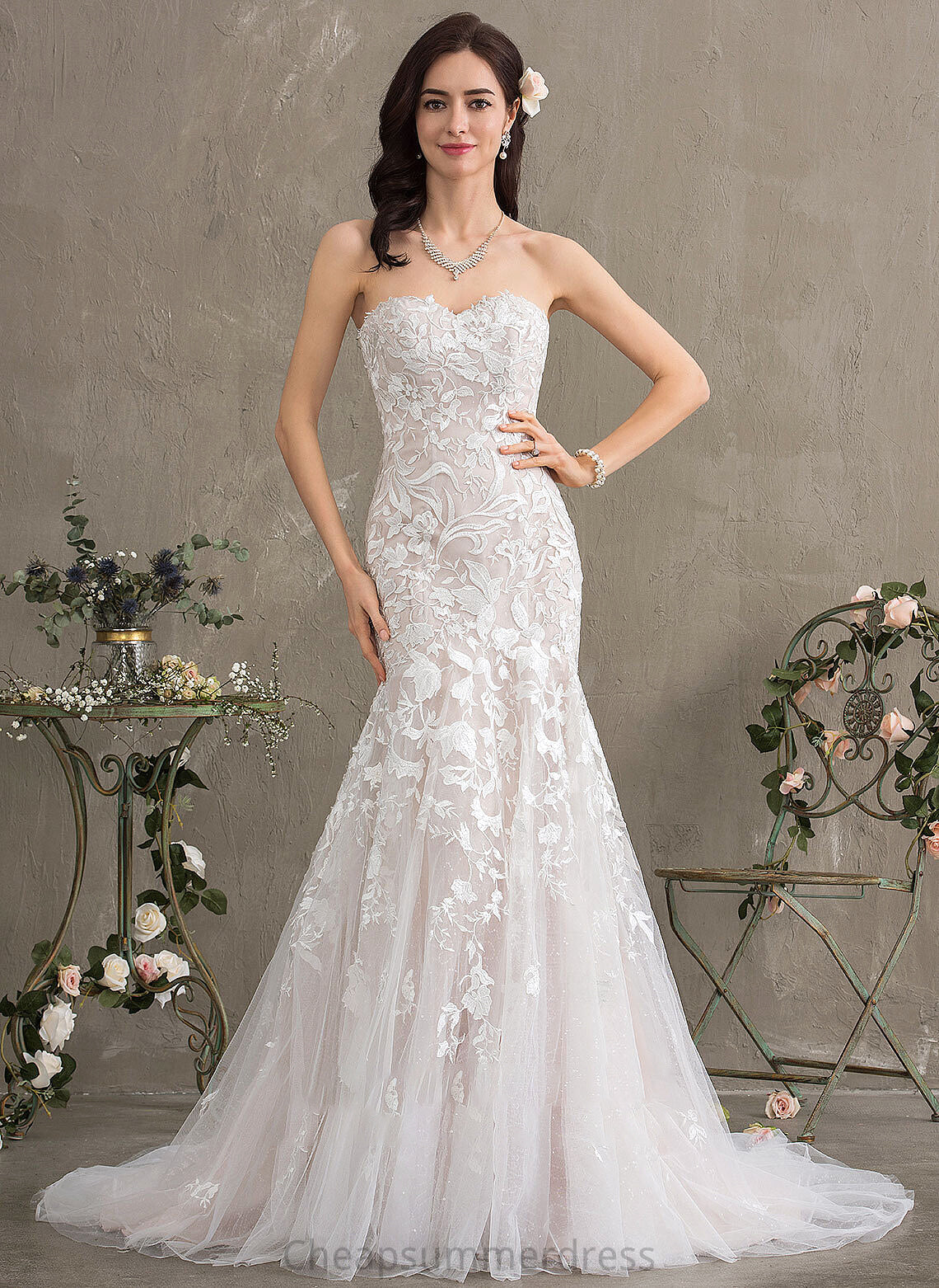 Dress Trumpet/Mermaid Lace Train Sweetheart Kaitlyn Wedding Dresses Tulle Wedding Court