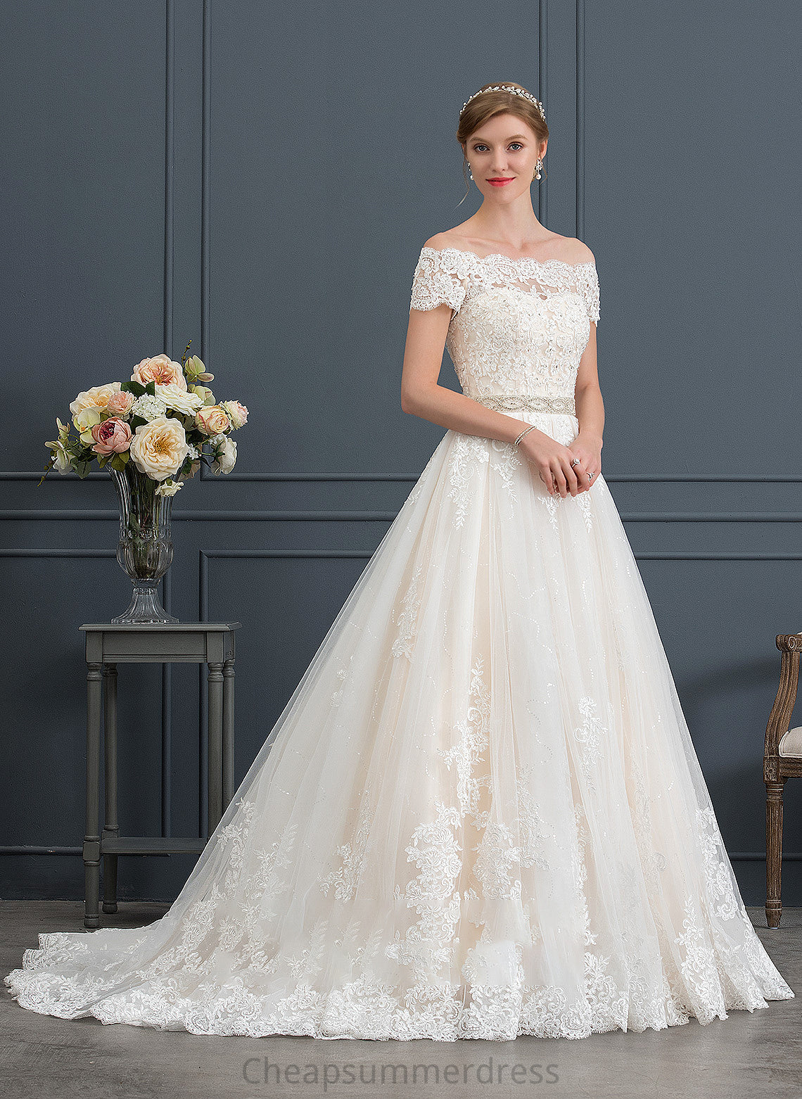 Sierra Train Wedding With Tulle Sequins Court Beading Ball-Gown/Princess Wedding Dresses Dress