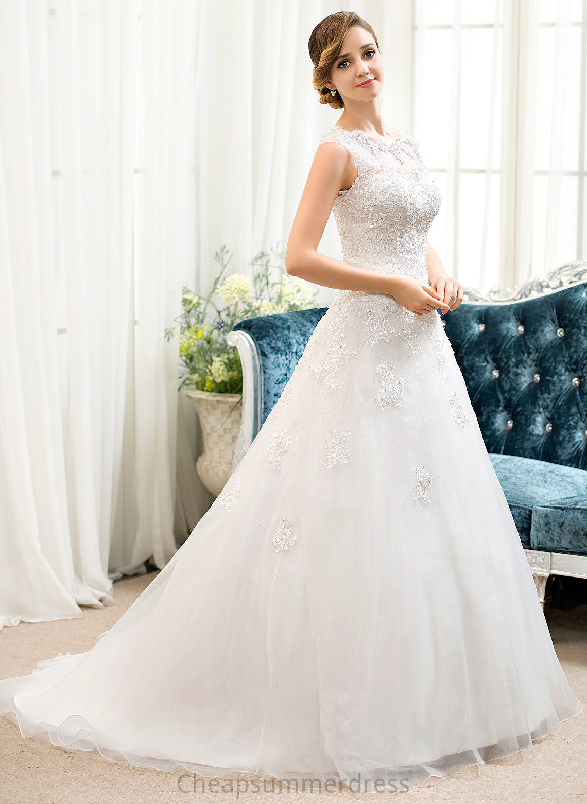 With Wedding Dresses Wedding Sequins Ball-Gown/Princess Dress Beading Deja Organza Sweep Tulle Train Illusion