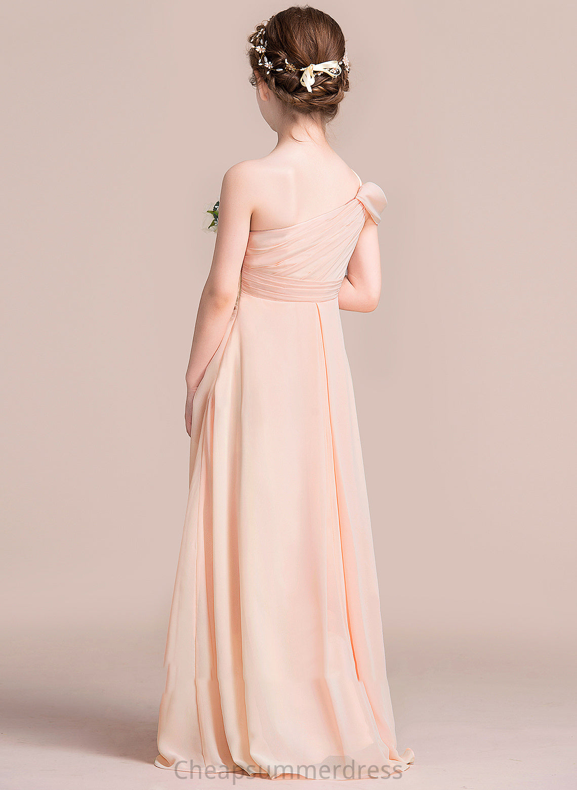 Ruffle Floor-Length Chiffon With Raegan A-Line Junior Bridesmaid Dresses One-Shoulder