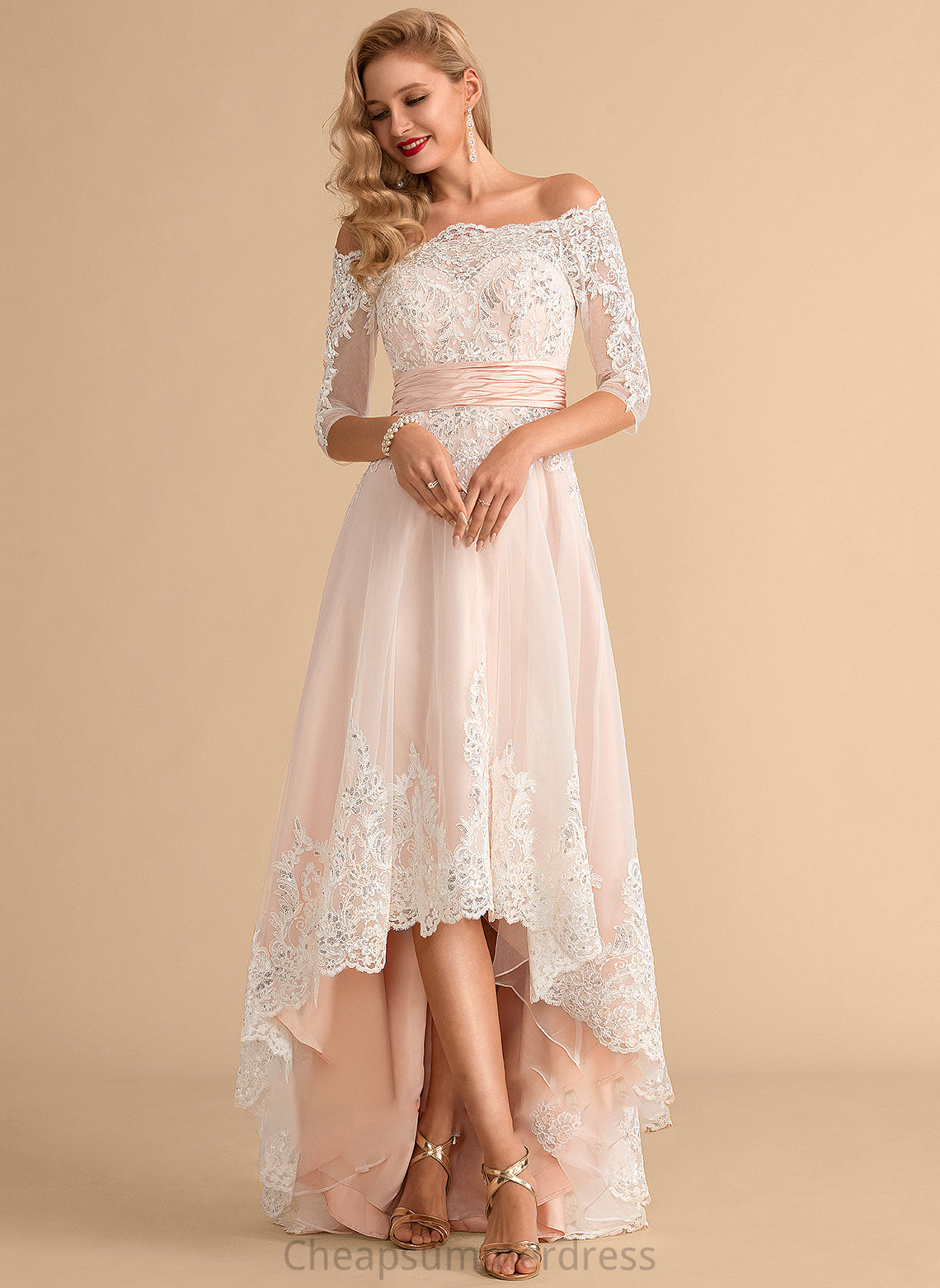 Asymmetrical Satin Lace Sequins A-Line With Marlee Tulle Wedding Dresses Wedding Dress