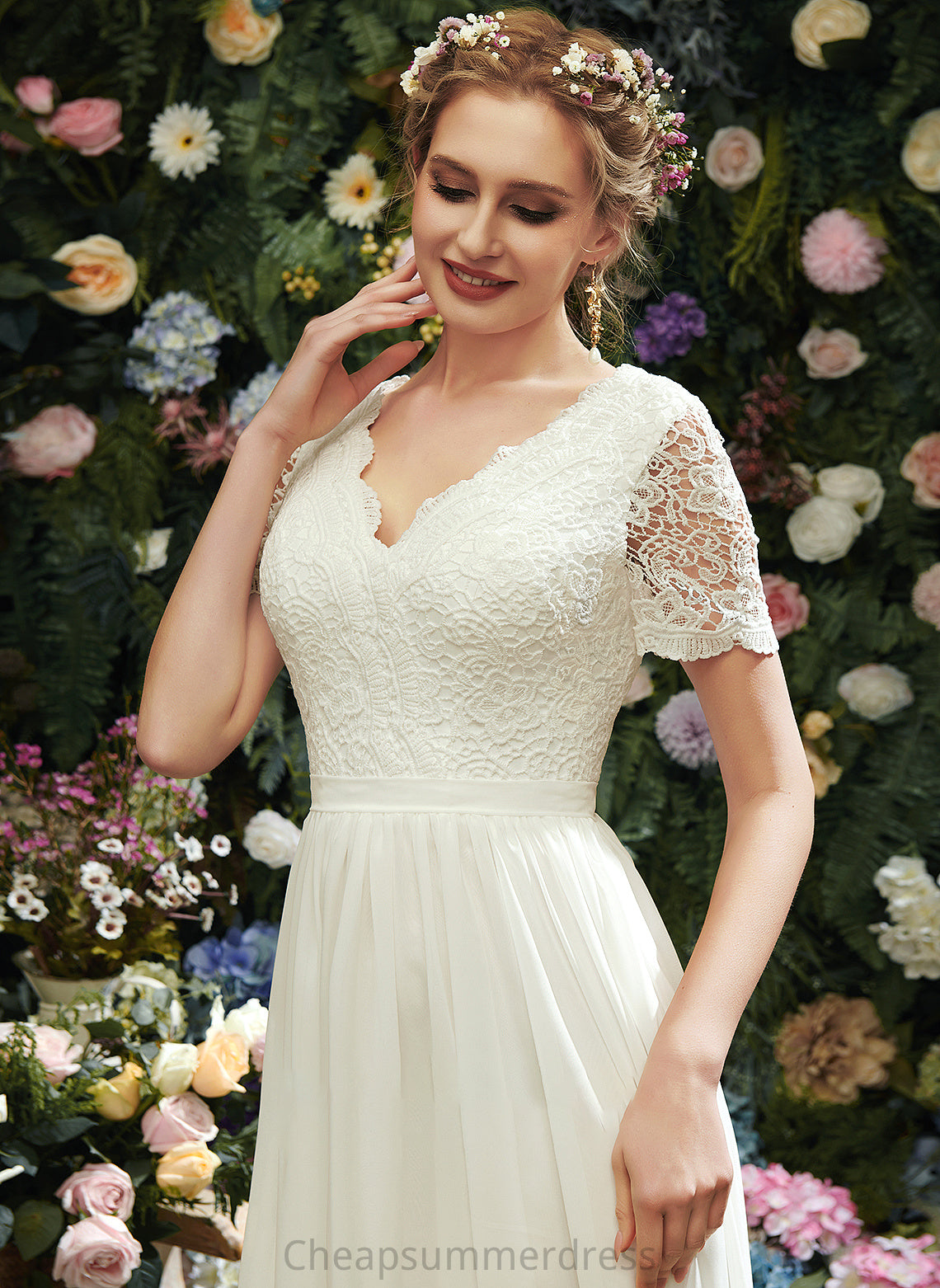 Wedding Dresses Lace Asymmetrical With Dress Yaretzi Wedding A-Line V-neck