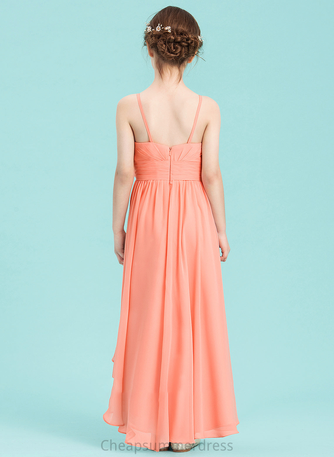 With Junior Bridesmaid Dresses Mackenzie Asymmetrical A-Line Ruffle Sweetheart Chiffon Flower(s)