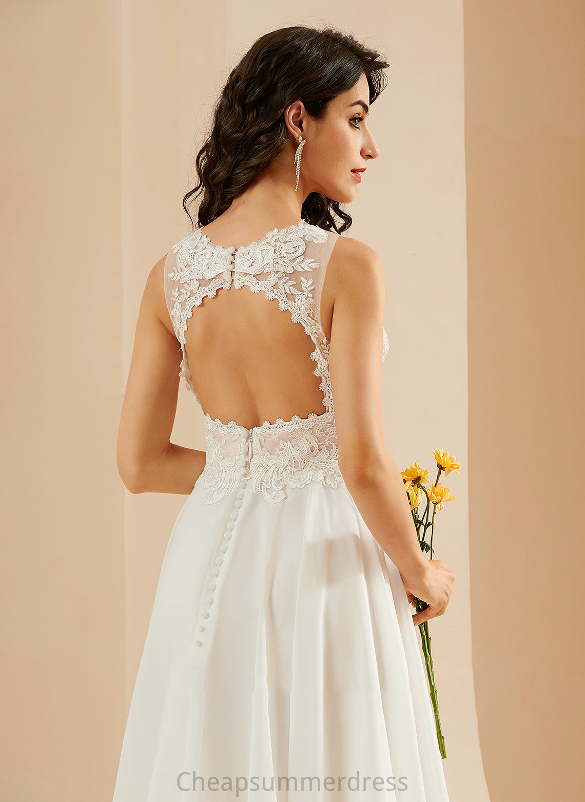 Dress Wedding Dresses Carleigh Lace Knee-Length Wedding Sequins With V-neck A-Line