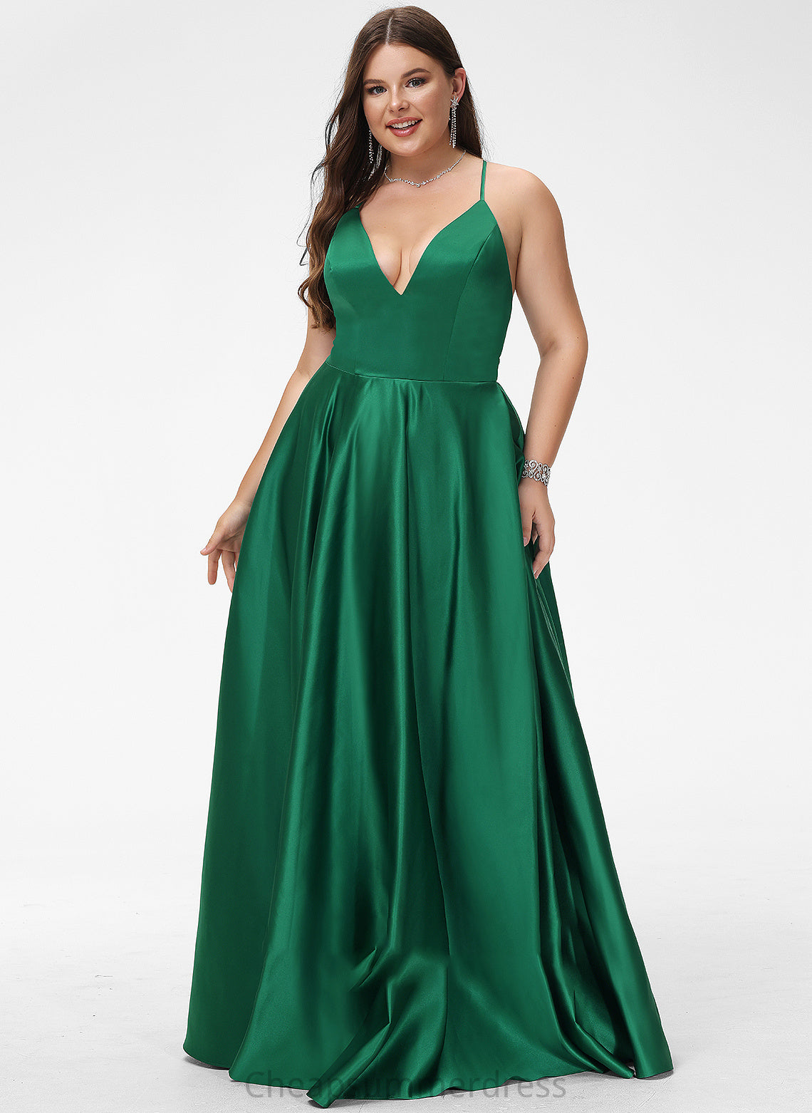 Prom Dresses Floor-Length Jayla V-neck A-Line Satin