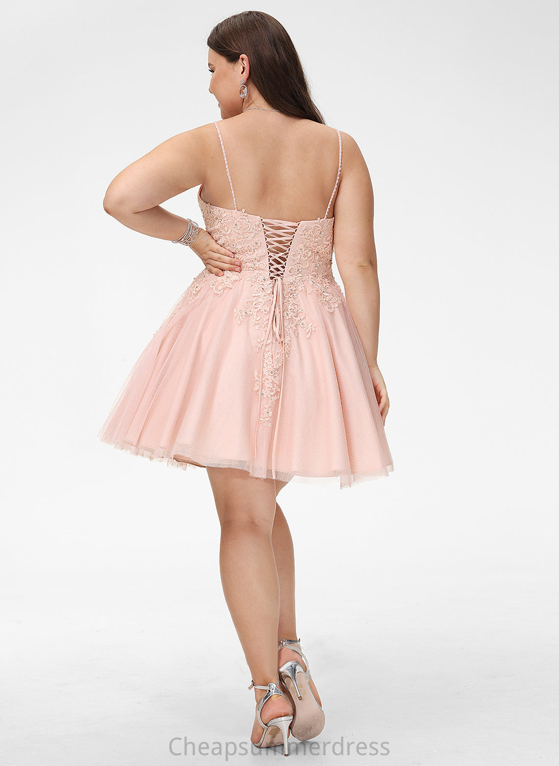 A-Line With Prom Dresses Tessa Beading Sequins Short/Mini V-neck Tulle