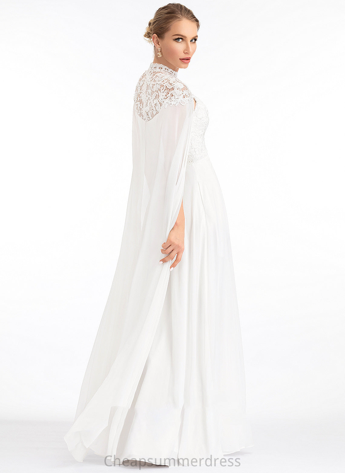 High A-Line Wedding Dresses Dress Wedding Abby Neck Floor-Length Chiffon