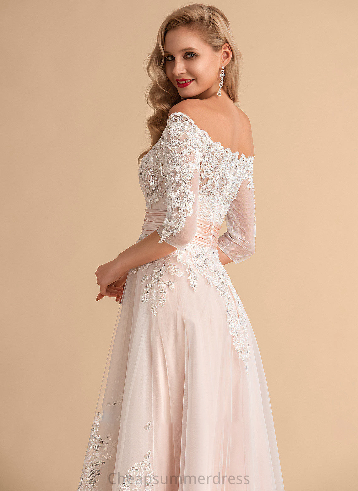 Asymmetrical Satin Lace Sequins A-Line With Marlee Tulle Wedding Dresses Wedding Dress