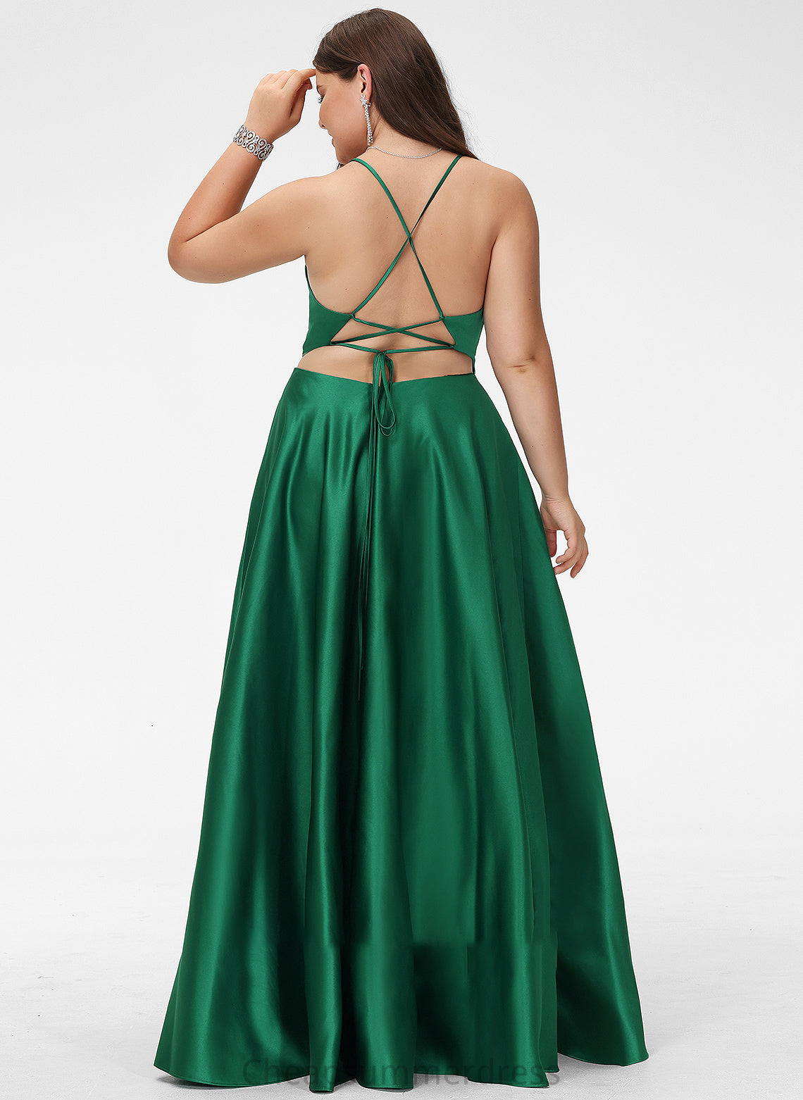 Prom Dresses Floor-Length Jayla V-neck A-Line Satin