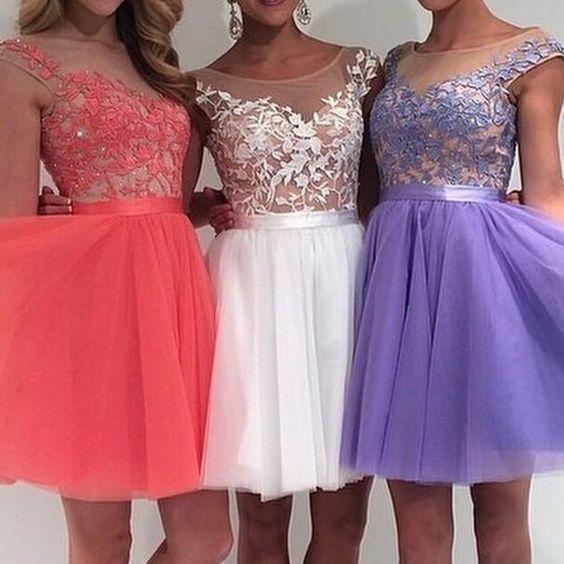 Tulle Homecoming Dresses Lace April CD4154